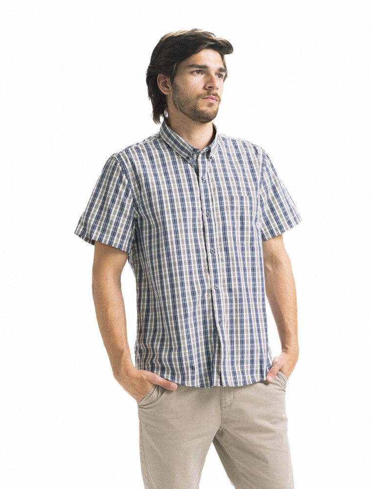 Camisa a Cuadros Manga Corta Gris Oscuro/Fanasia 2