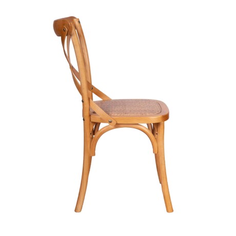 SILLA DE COMEDOR MADERA NATURAL-BEIGE CRUCETA