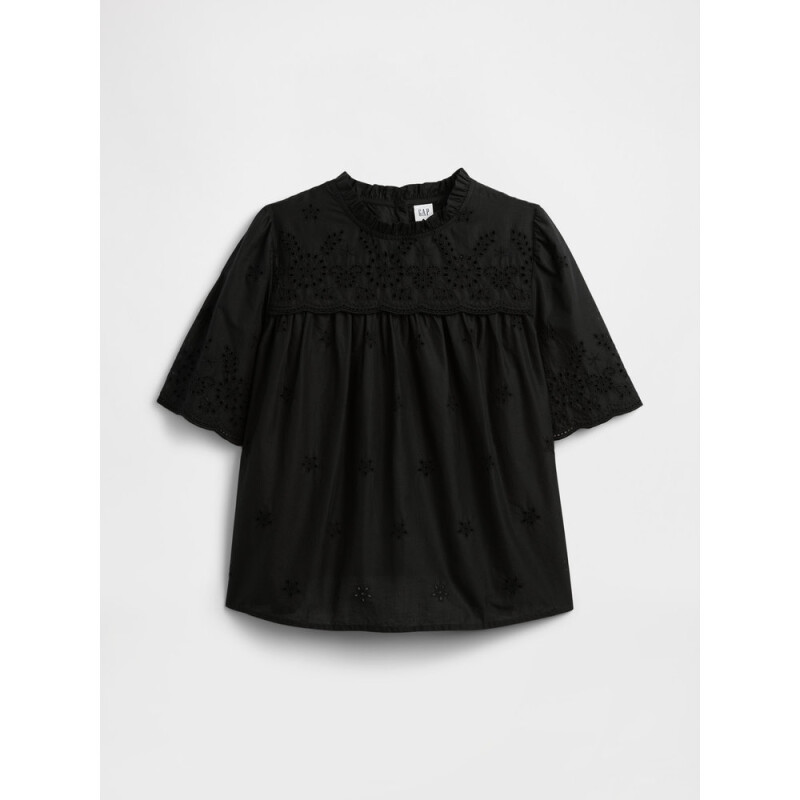 V-SS EYELET SCALLOP TOP BLACK 22