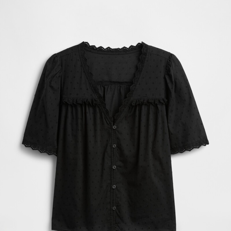 V-SS VNK RUFFLE LACE TOP BLACK 22