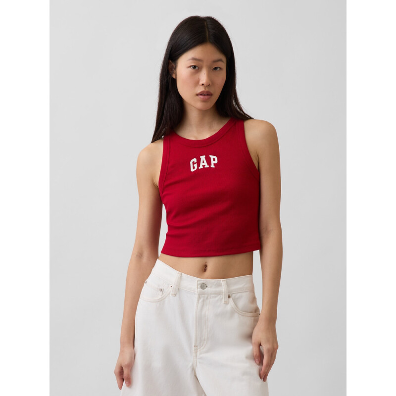 V-SL RIB 2X2 LOGO CROP TANK RED APPLE