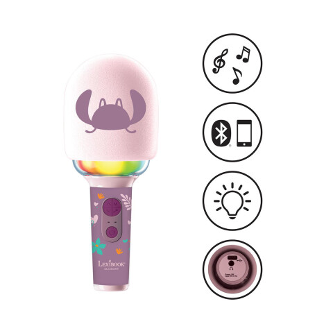 Micrófono Inalámbrico Recargable con Luz Lexibook Stitch Rosa