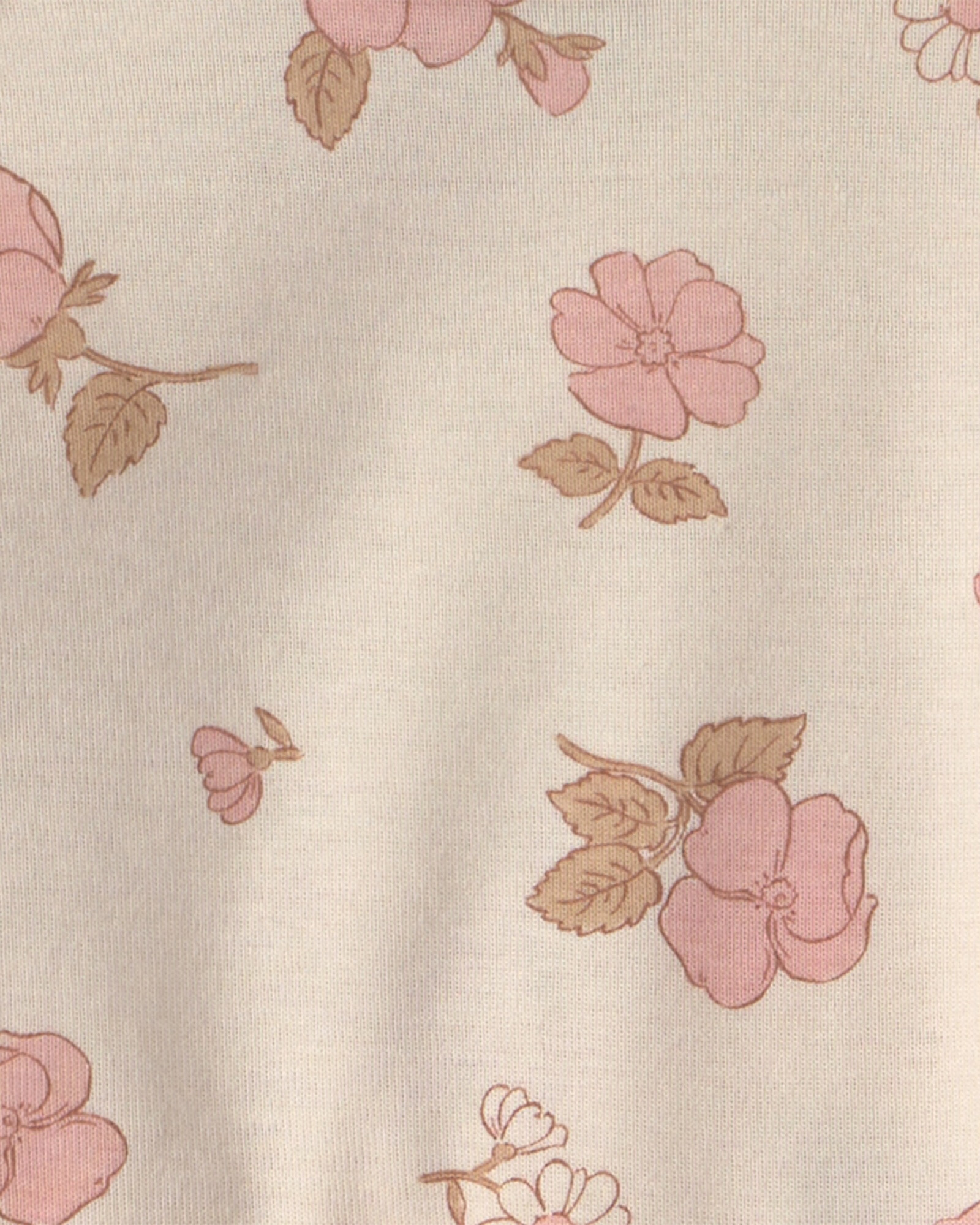 Set cuatro piezas de algodón, dos pantalones y dos bodies manga larga, rosa y crema, diseño floral Sin color