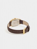 Reloj Rectangular Con Pulsera Efecto Piel marron