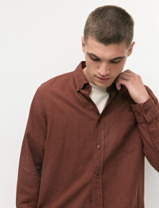 011665 CAMISA DE LINO HARRINGTON LABEL Terracota