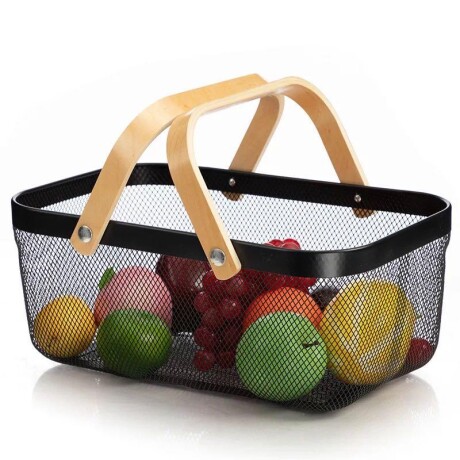 Canasto Metálico Multiuso Negro 40cm x 18cm Canasto Metálico Multiuso Negro 40cm x 18cm