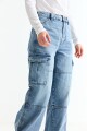Jean cargo full lenght con costuras JEAN MEDIO
