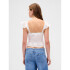 FLTR SLV SQ NK PEPLUM TOP NEW OFF WHITE