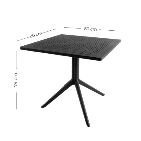 MESA CUADRADA EXTERIOR DE POLIPROPILENO 80CM Mesa Cuadrada para Exterior 80 cm Negra Sky