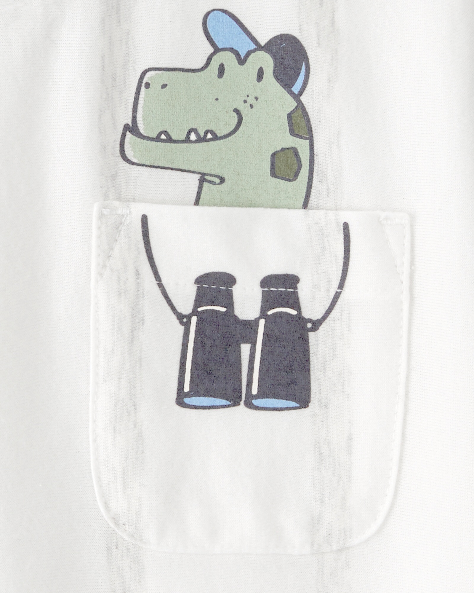 Remera de algodón, manga corta, blanca, estampa dinos Sin color