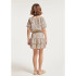 SAIA CURTA FEM OFF WHITE COM MARROM