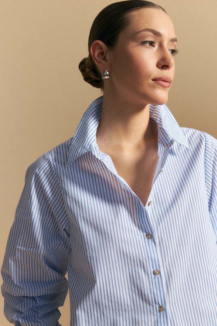 CAMISA FLORIO Blanco/Celeste