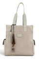 Bolso Tote de Cuero Vacuno y Pelo Natural Croco beige