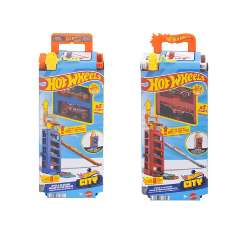 Pista Estacionamiento con 2 Vehículos y Rampa Hot Wheels Diseños Surtidos U