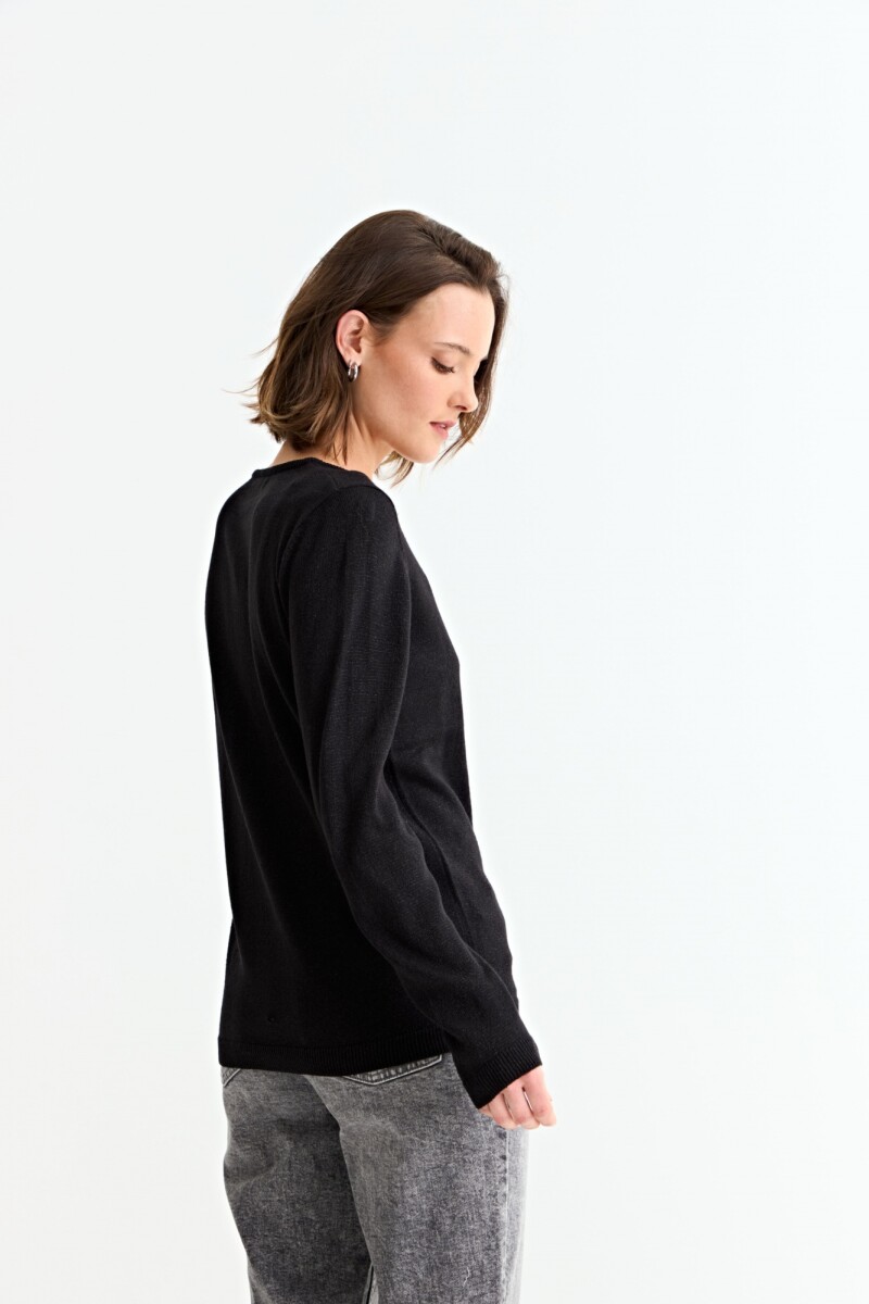 Sweater con detalle en manga NEGRO