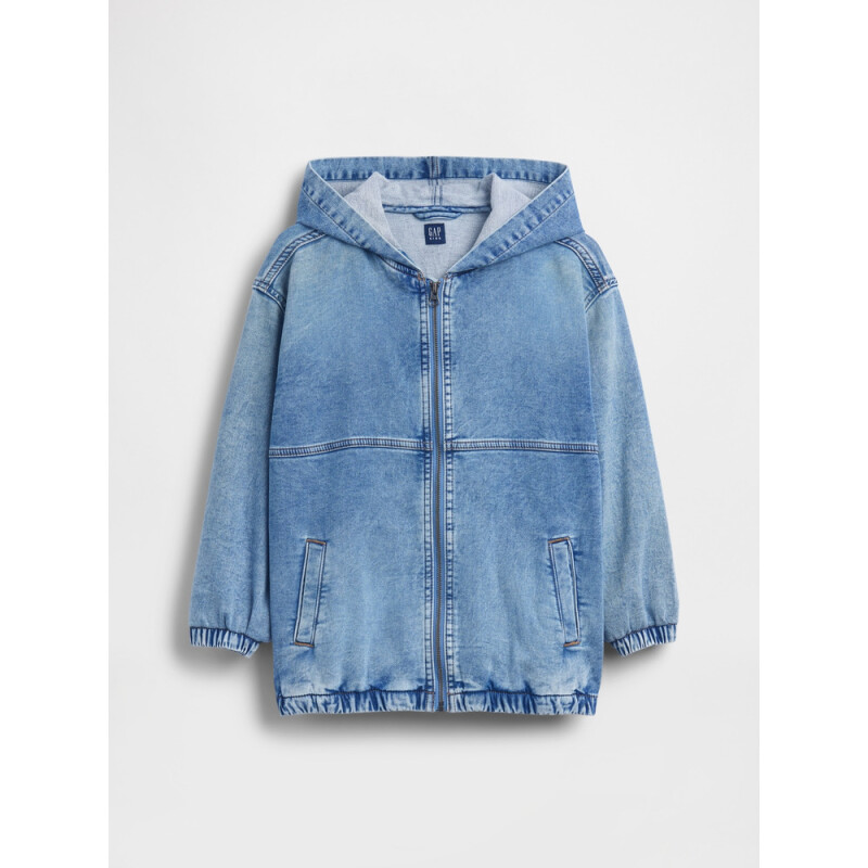 SOFT HOODED DENIM JACKET - INDIGO LIGHT WASH