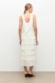 Maxi vestido con volados crudo