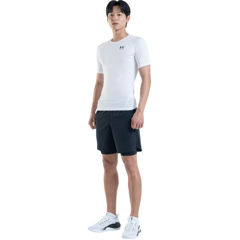 UA HG Armour Comp SS-WHT WHT-100