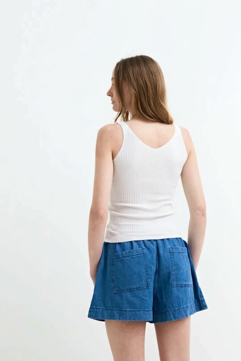 Top tejido punto rib tirantes finos BLANCO