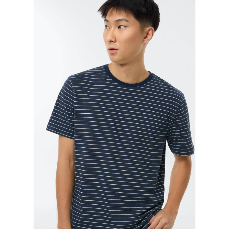CAMISETA MM MASC LISTRADO AZUL