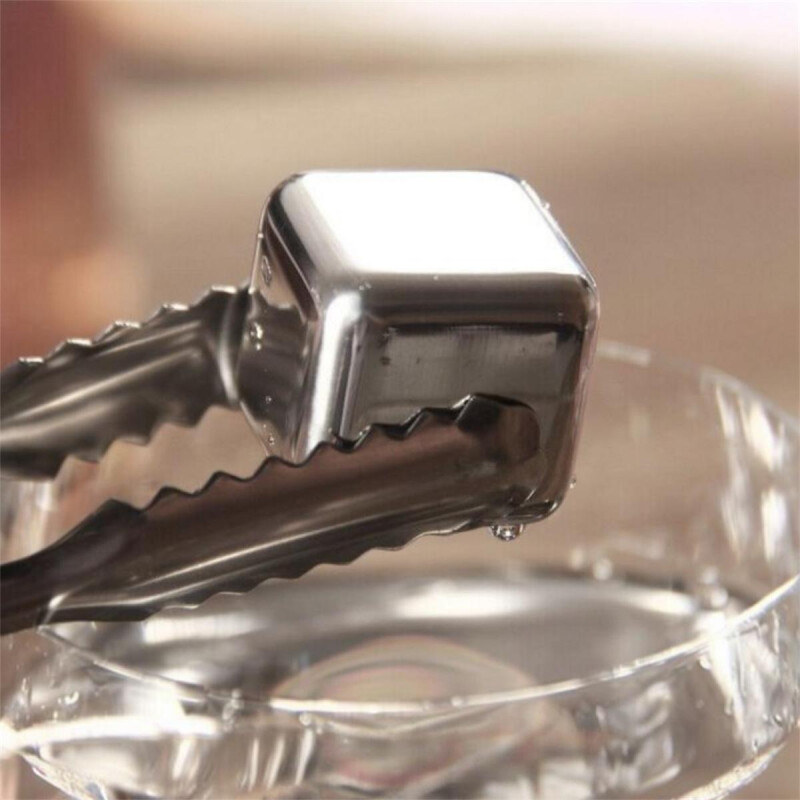 Hielos en Acero Inoxidable con Pinza en Caja Hielos en Acero Inoxidable con Pinza en Caja