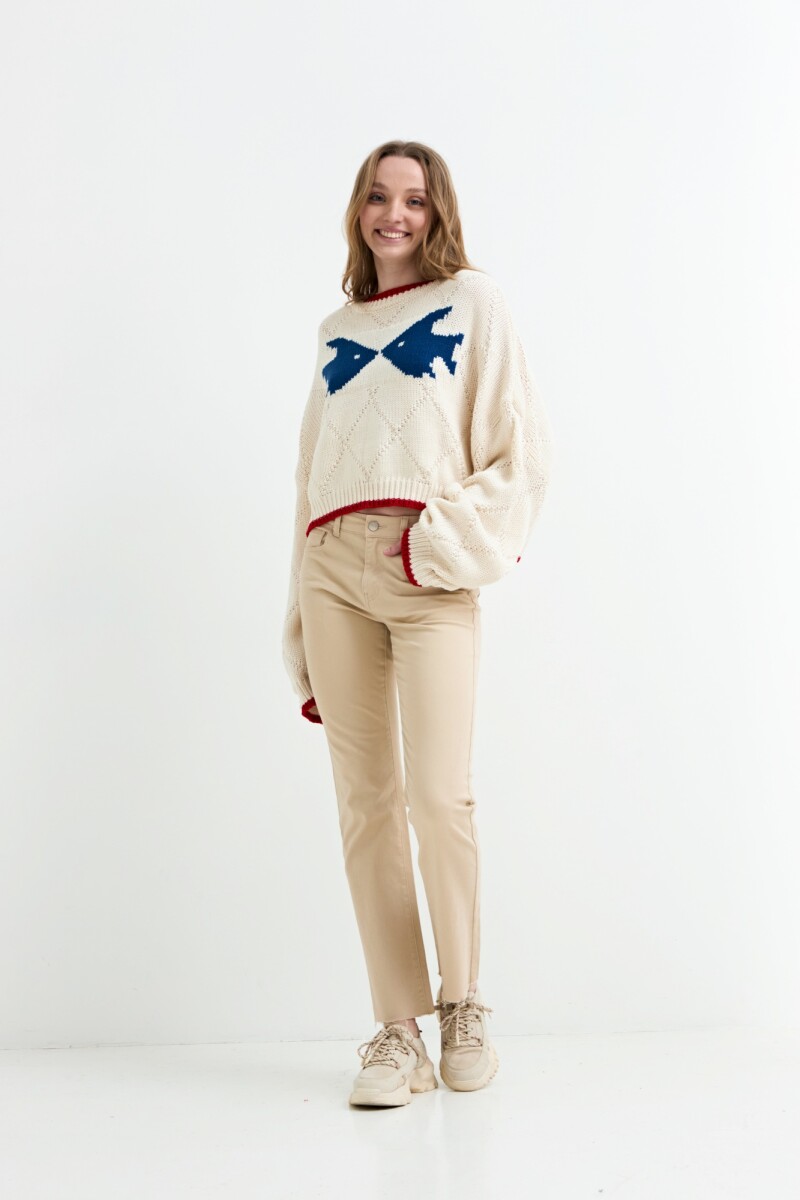 Sweater tejido jacquard peces CRUDO