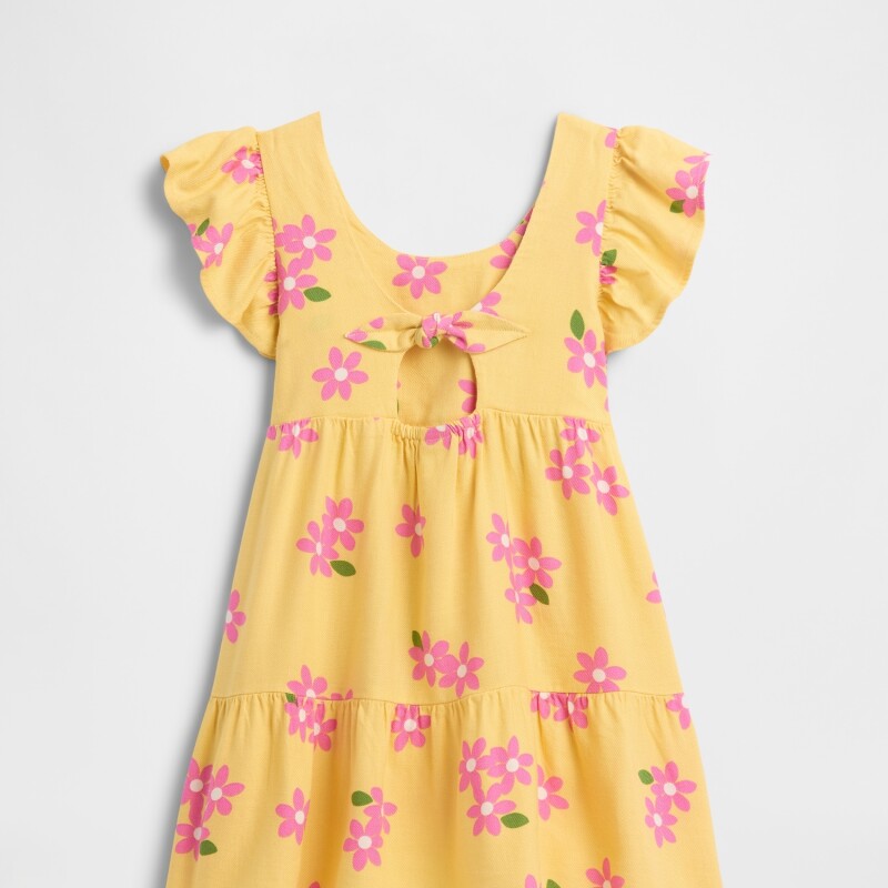 V-SL TIER DRESS FRENCH ALMOND
