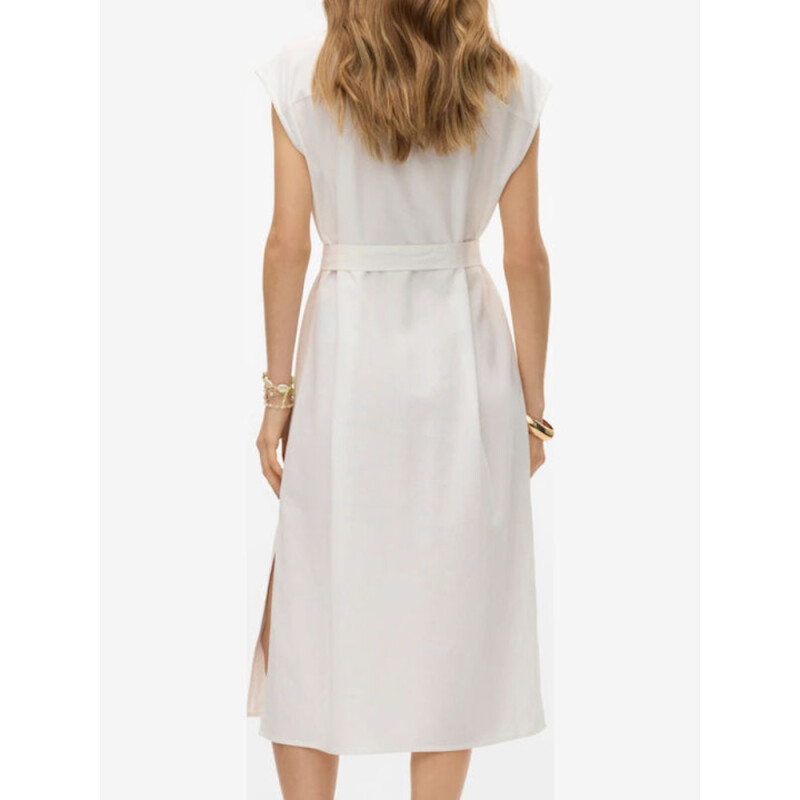 VMMYMILO SL CALF SHIRT DRESS WVN GA SNOW WHITE