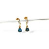 Caravanas oro Gotas Topacio Azul- Oro bajo - Topacio azul y Zirconias- CA8003 conpiedra