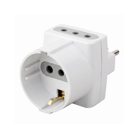 ADAPTADOR SCHUKO +2(2P+T) Adaptador Schuko + 2 Tomas 2P+T 10A Blanco