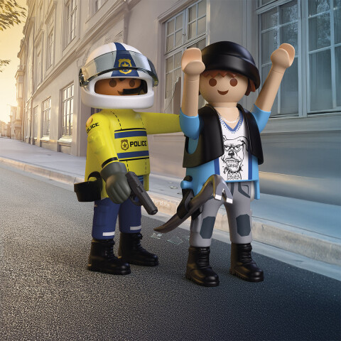 Persecución en Moto de Policía y Ladrón Playmobil 17 Piezas U