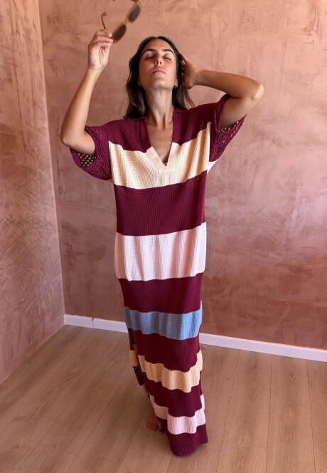 Vestido Cassis SS26 Stripes Tinto