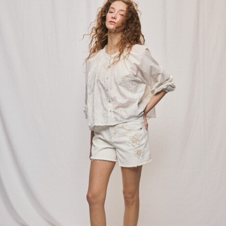 SHORT FLORE Blanco