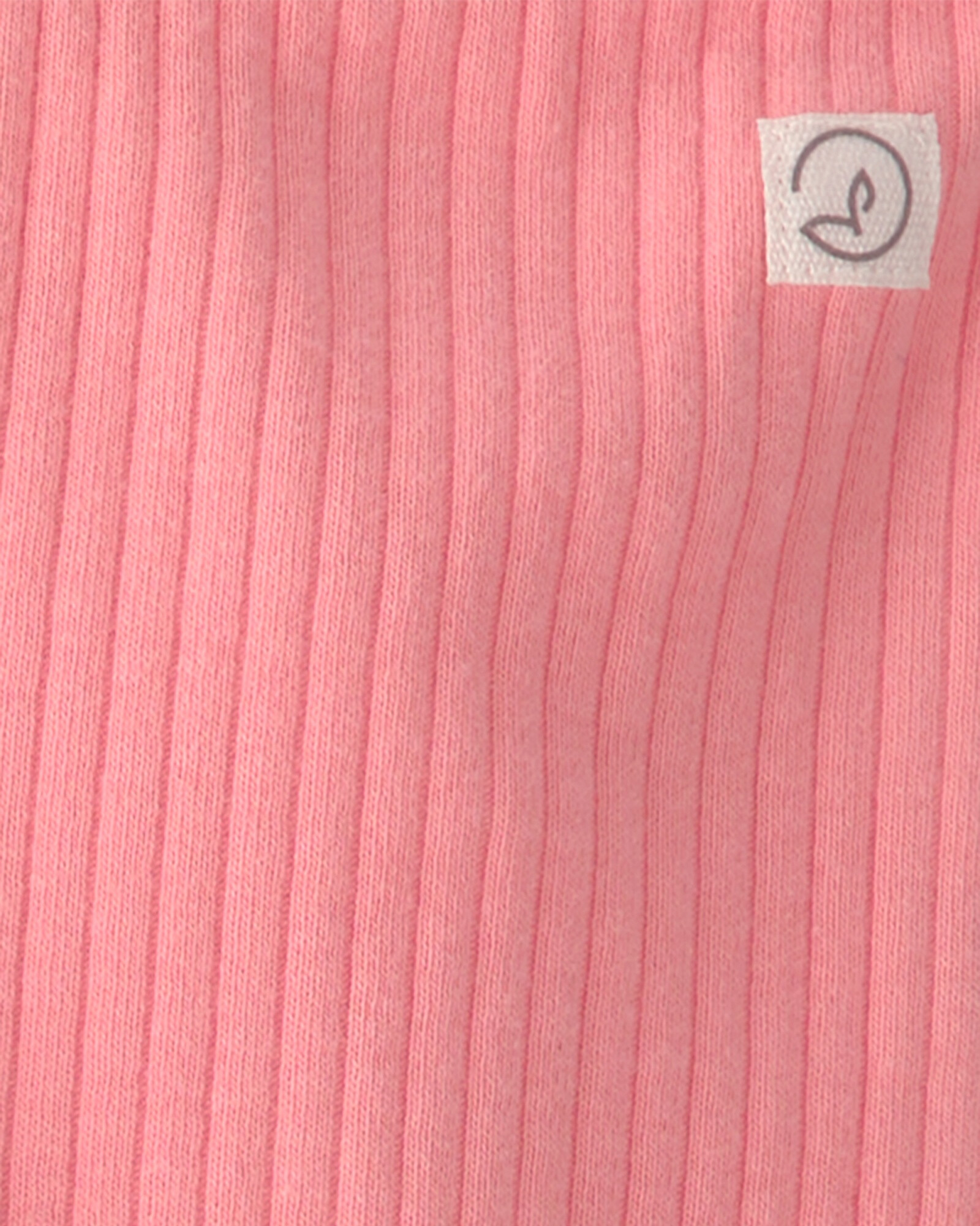 Pack dos pantalones de algodón orgánico acanalado, diseños flores y rosado Sin color
