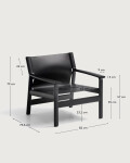 Butaca Jan de fibras de cuero reciclado reciclado negra y madera maciza de fresno con acabado negro FSC 100%