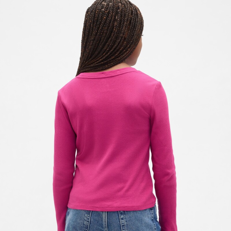 FRCH LS RIBBED TEE BRIGHT FUCHSIA 026