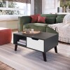 Mesa Ratona De Centro Living Grafito Blanco Con Cajón Y Estante Mesa Ratona De Centro Living Grafito Blanco Con Cajón Y Estante