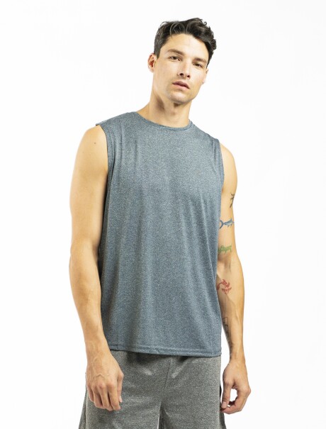 Musculosa Deportiva Overlock Marino Melange