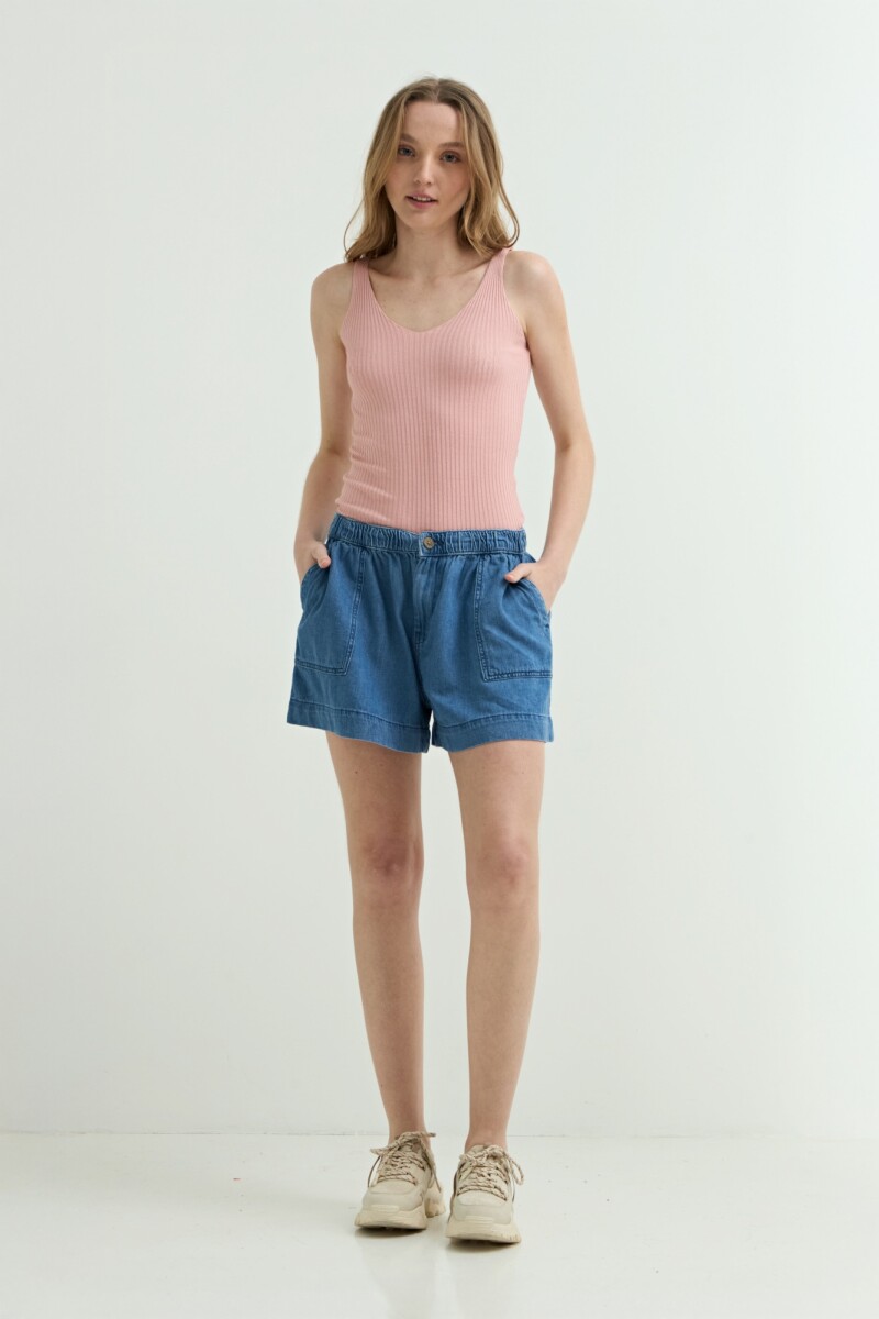Short con cintura elastizada JEAN OSCURO