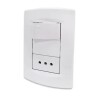 PLAQUETA INTERRUPTOR BIPOLAR + TOMA 3 EN LINEA BLANCO SICA Plaqueta Interruptor Bipolar + Toma 3 En Linea Blanco Sica