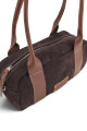 Cartera Baguette en cuero con gamuza Chocolate