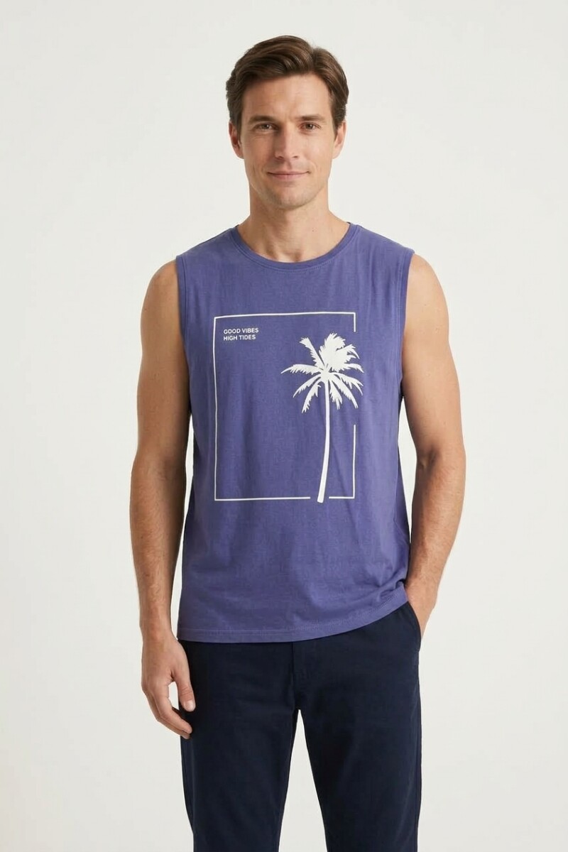 Musculosa estampada Good Vibes AZUL MARINO