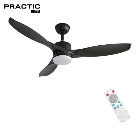 Ventilador de Techo Practic Life FS52011 con Luz LED y Control Remoto Negro