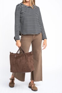 Remera Rayada Algodón Negro