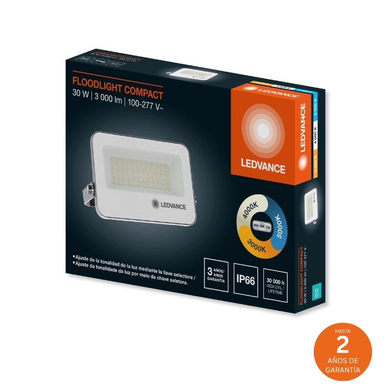 FOCO LED LEDVANCE OSRAM COMPACT G2 IP65 30W Foco LED LEDVANCE Compact IP65 30W CCT Blanco