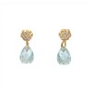 Caravanas Flor y Lagrima Aguamarina - Oro bajo - Aguamarina y Zirconias - CA8095 conpiedra