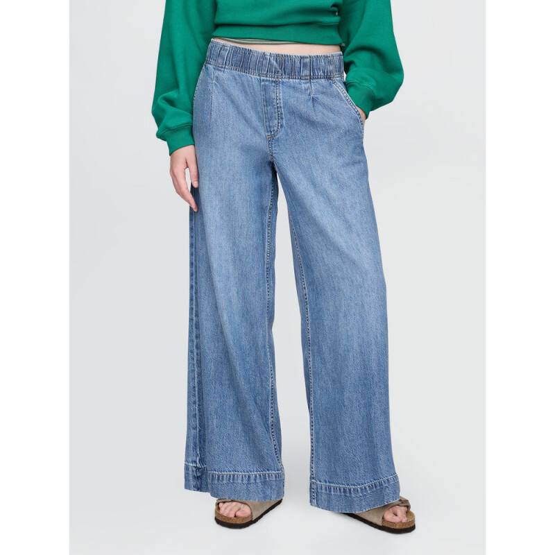 BAGGY EASY JEAN PLEATED MED MORGAN MEDIUM INDIGO 1