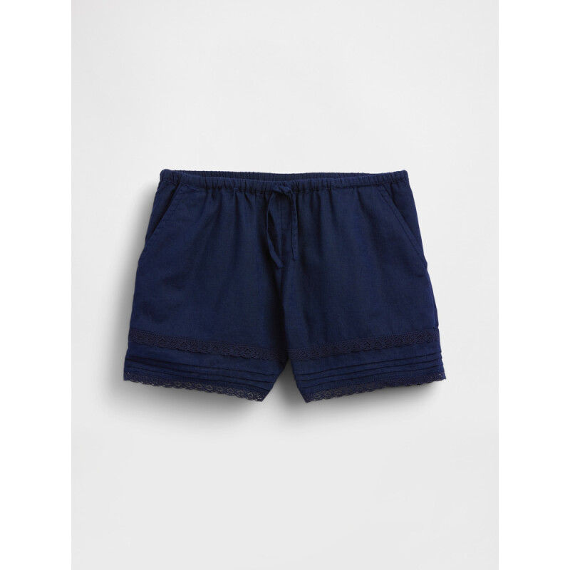 LINEN PO LACE SHORT MILITARY BLUE