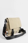 Bandolera con tapa y hebillas beige