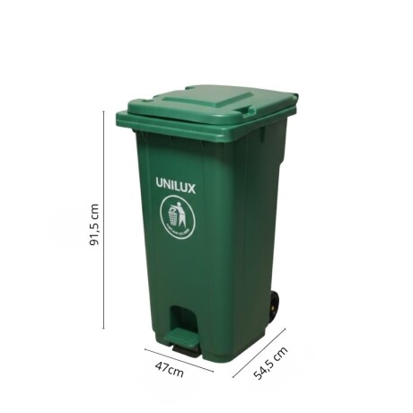 CONTENEDOR DE BASURA 120 LITROS Contenedor de Basura con Ruedas 120 Litros Verde